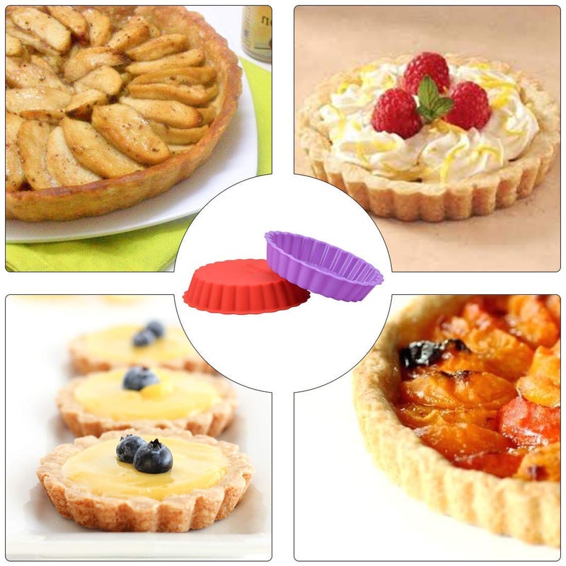 FUNBAKY Silicone Quiche Pan, Mini Pie Pan Non-stick Round Silicone Tart and Pie Molds 10 Packs - Image 5
